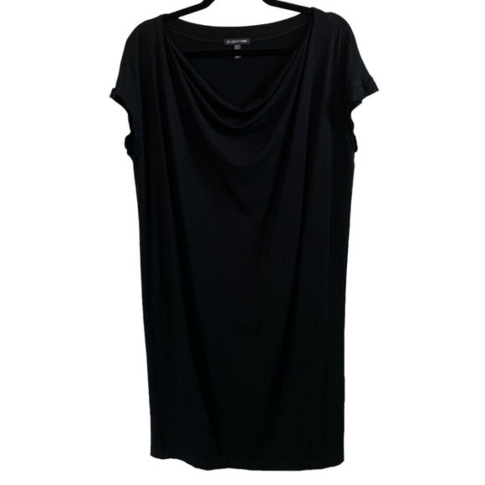 EILEEN FISHER Black Cowl‎ Neck Drape Jersey Dress Size Small